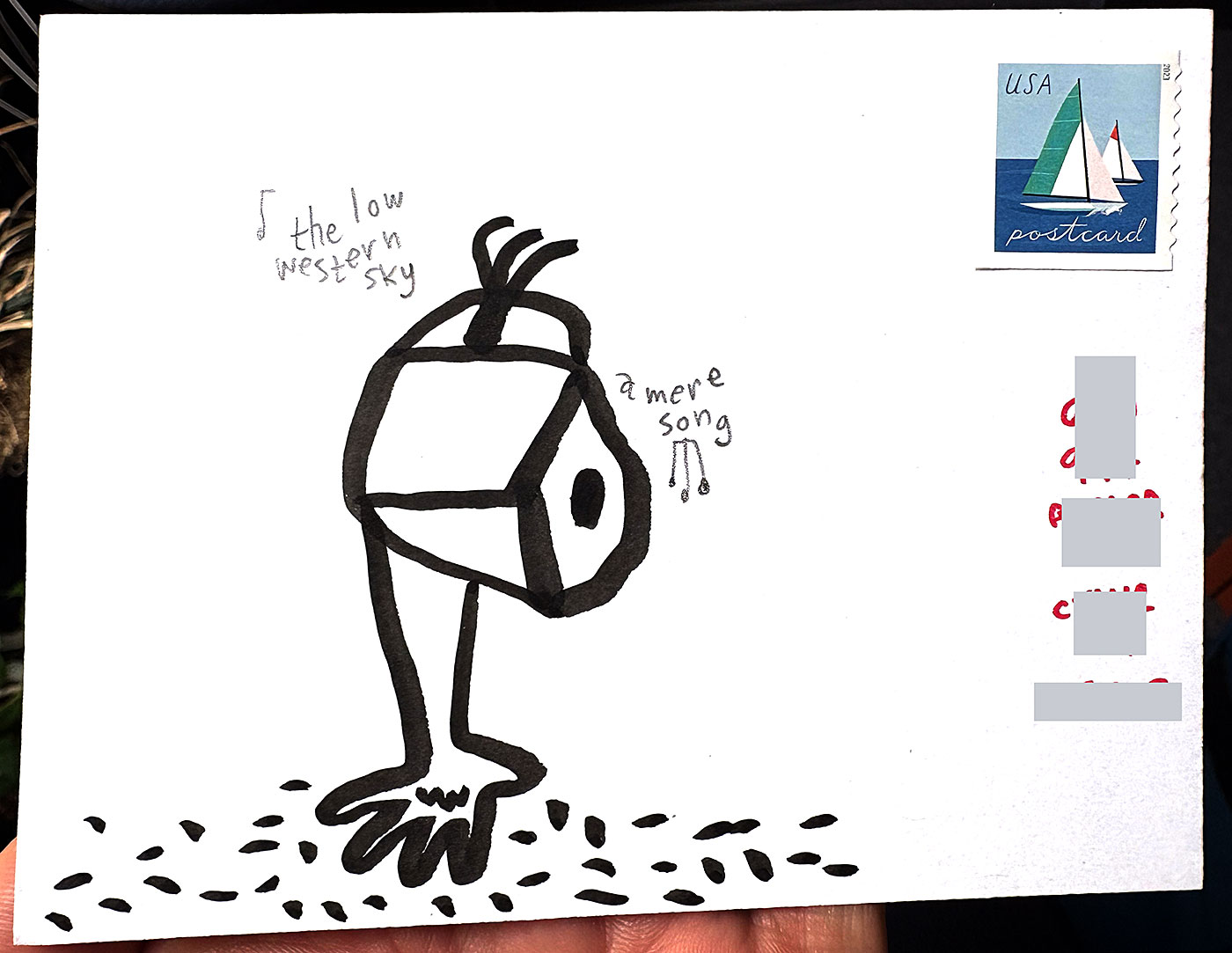 Postcard drawing sent to send cheer