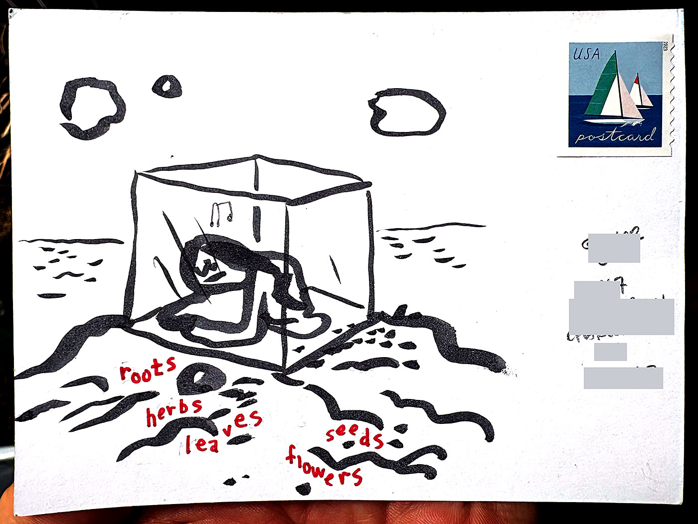 Postcard drawing sent to send cheer