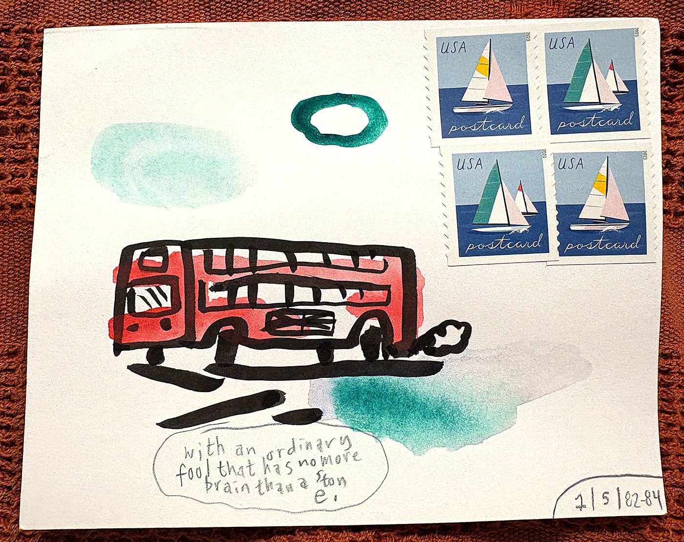 Postcard drawing sent to send cheer