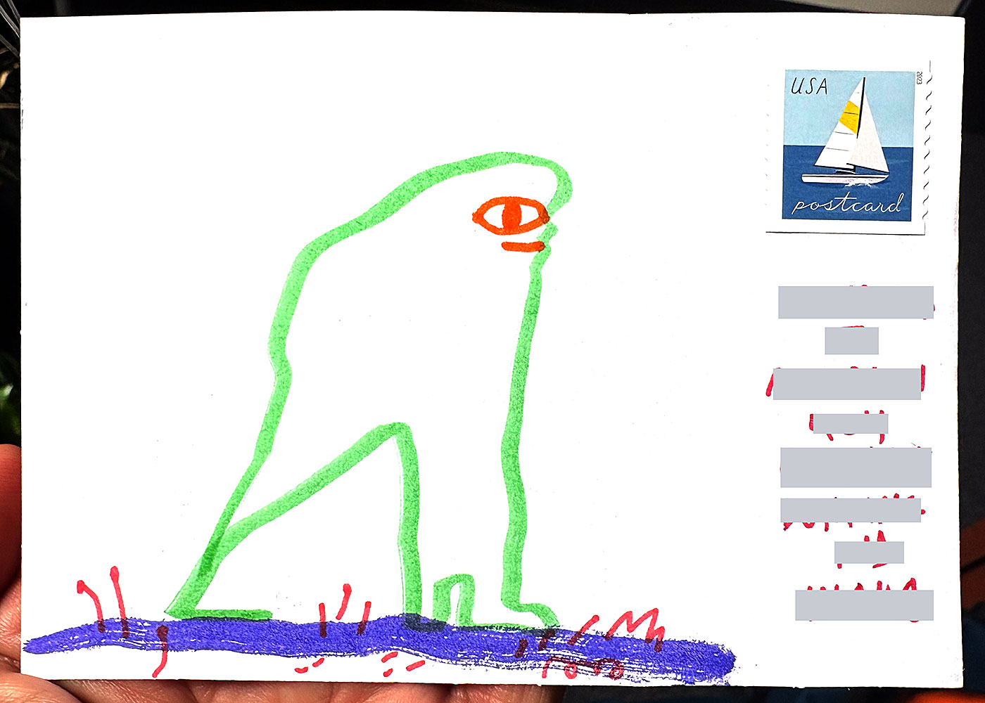 Postcard drawing sent to send cheer