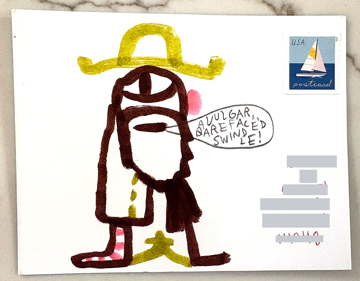 Postcard drawing sent to send cheer
