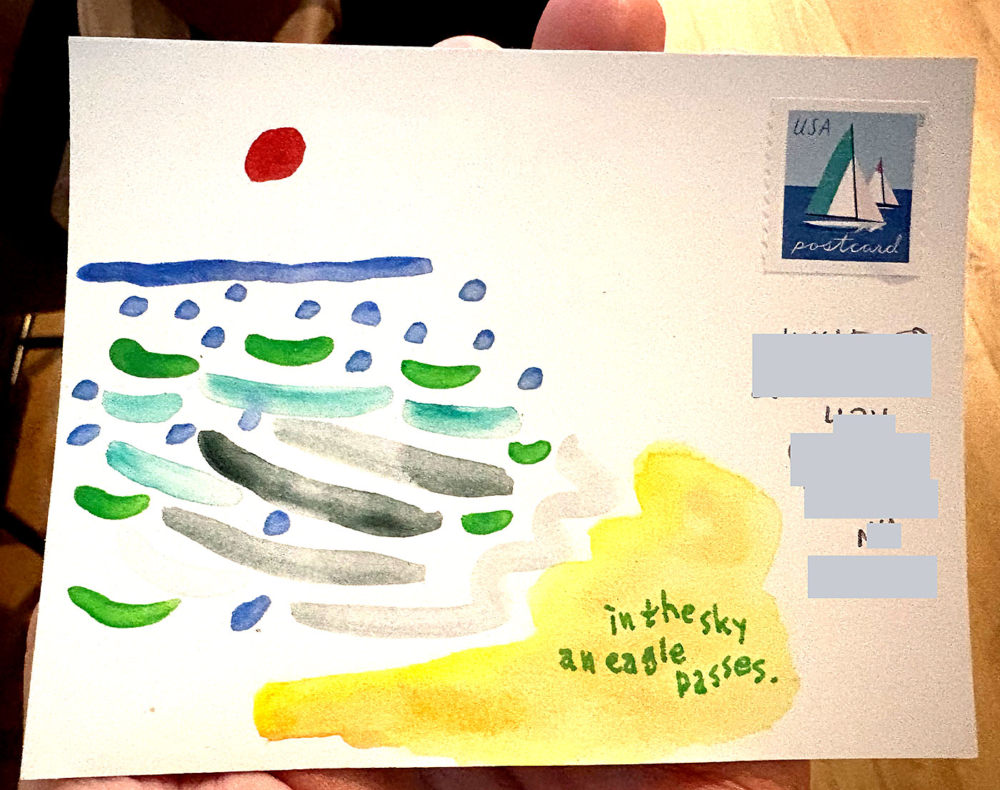Postcard drawing sent to send cheer