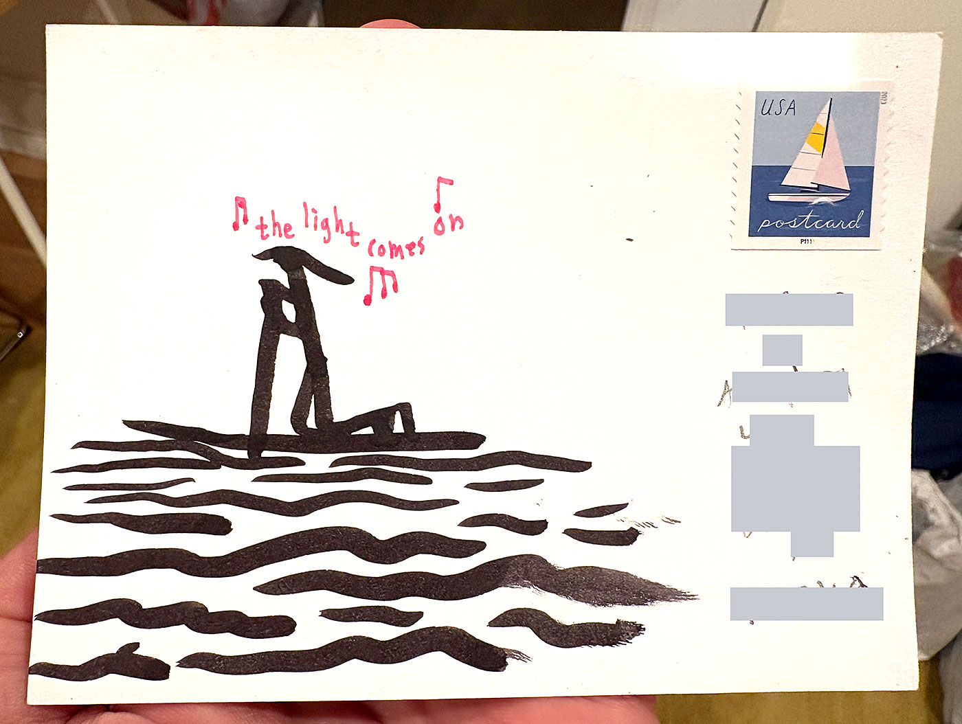 Postcard drawing sent to send cheer