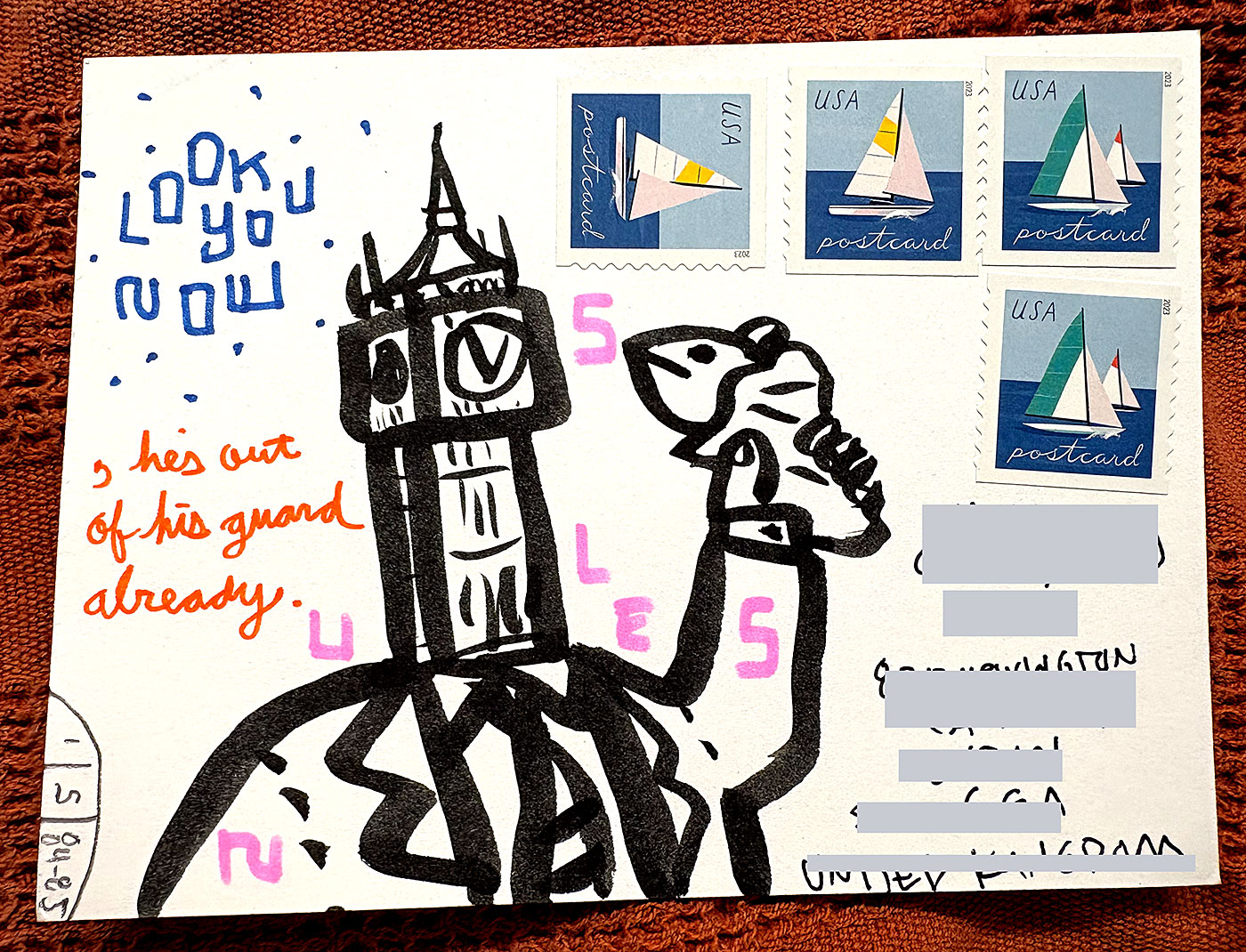 Postcard drawing sent to send cheer