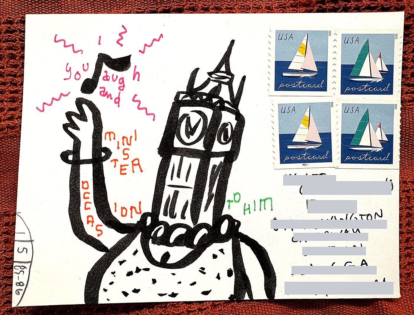 Postcard drawing sent to send cheer