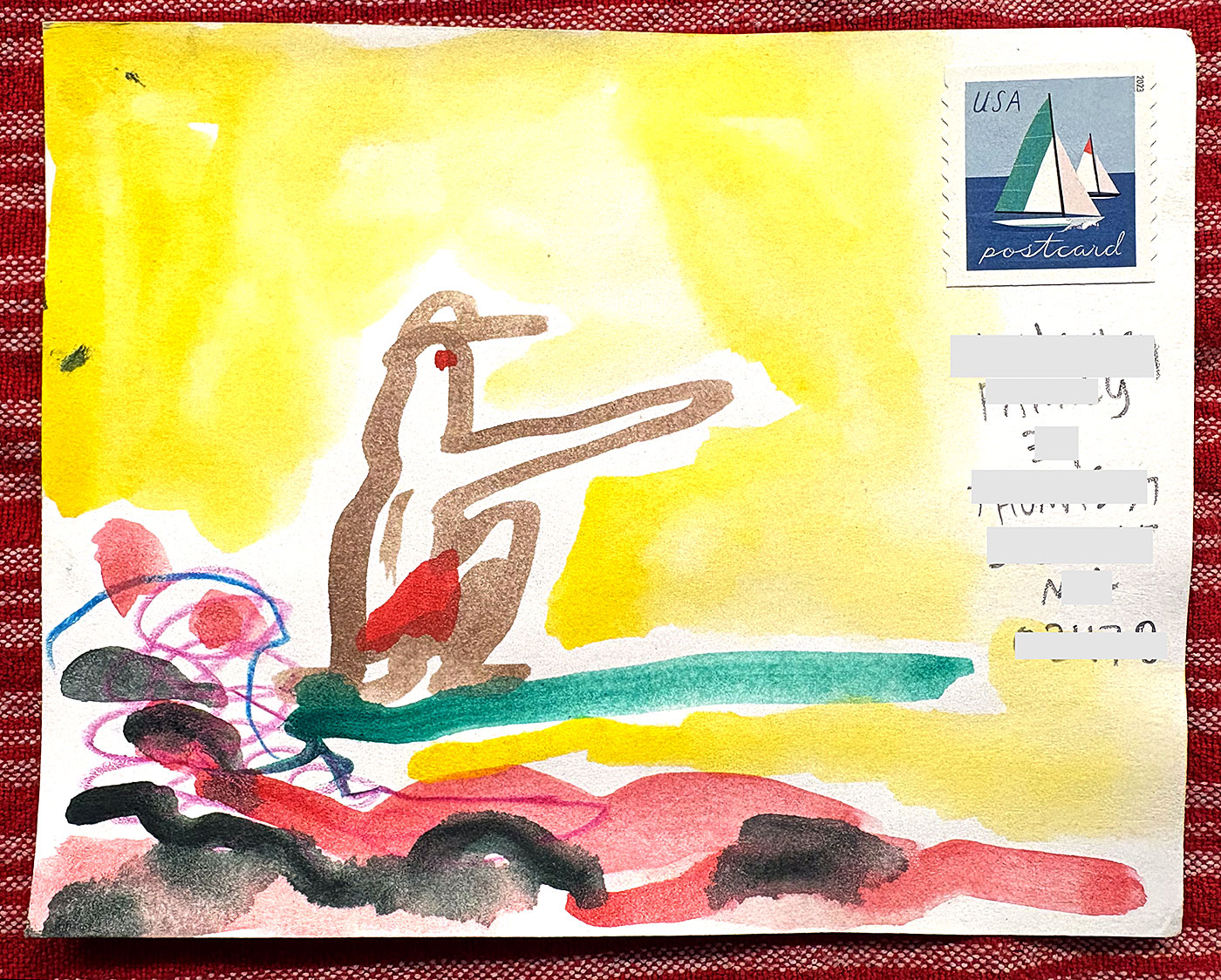 Postcard drawing sent to send cheer