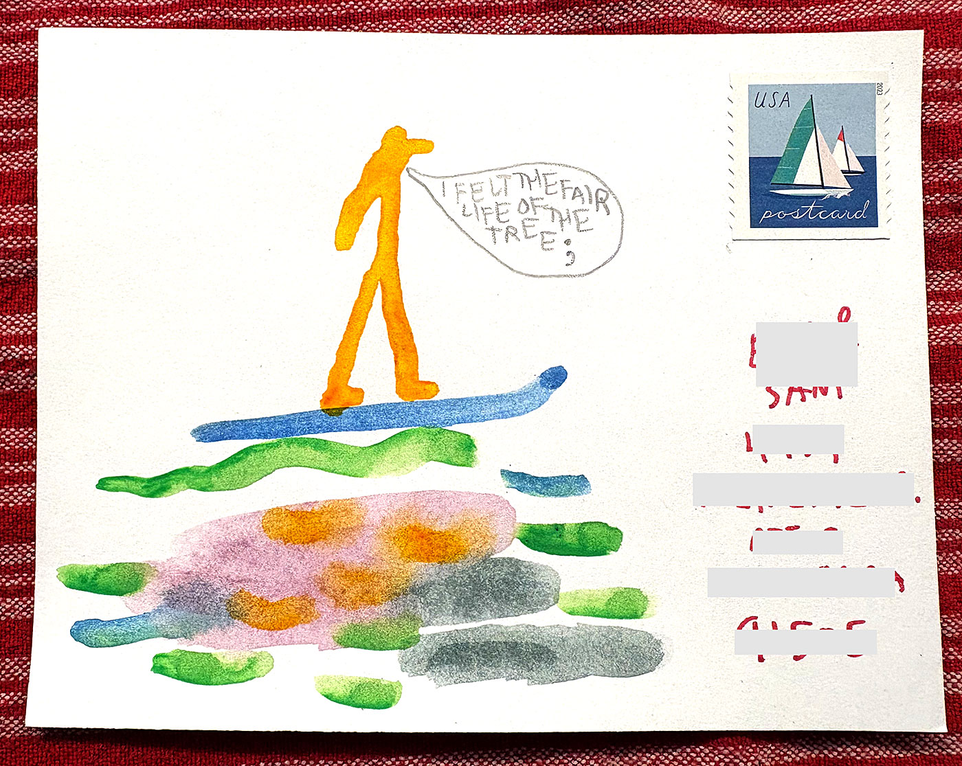 Postcard drawing sent to send cheer