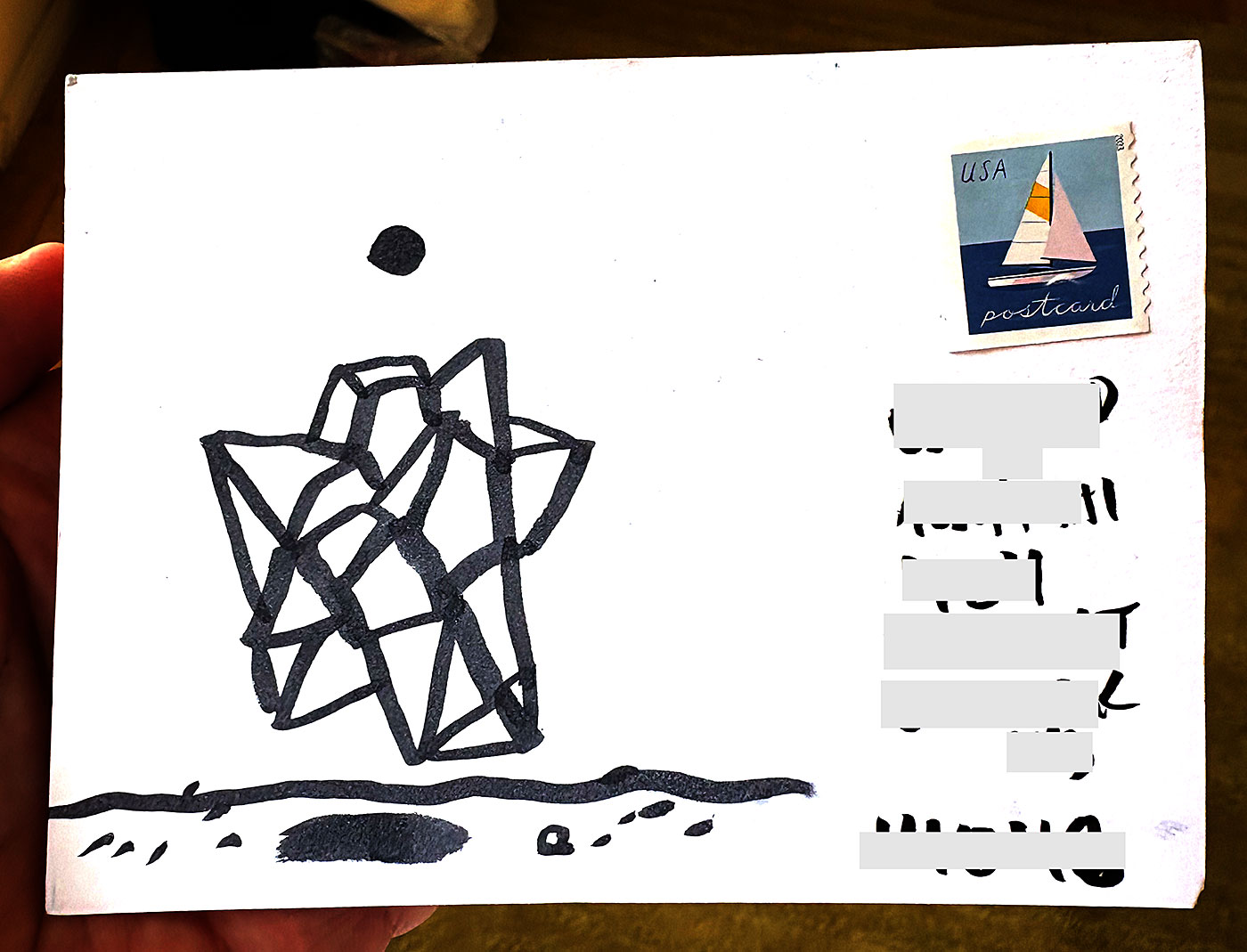 Postcard drawing sent to send cheer