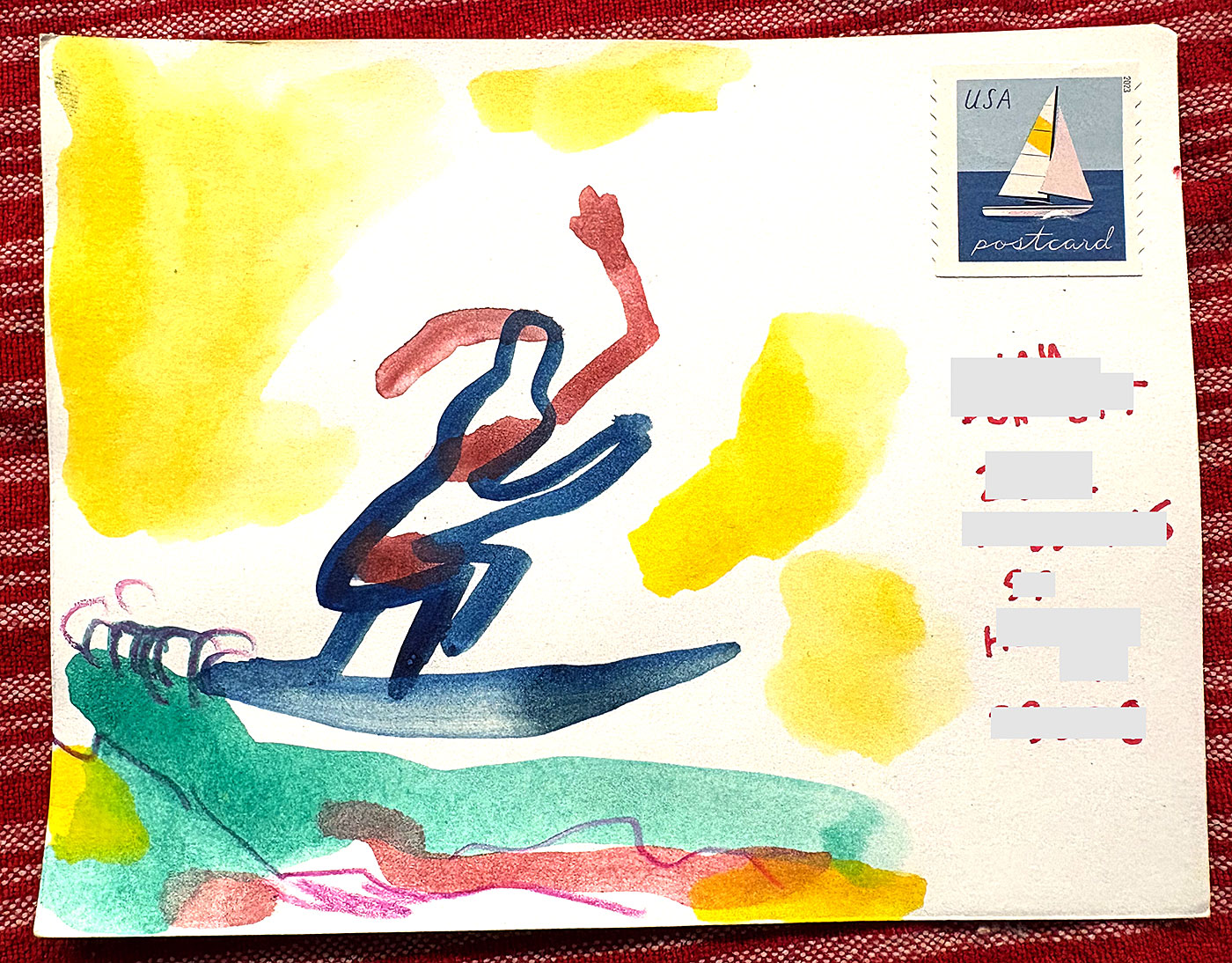 Postcard drawing sent to send cheer