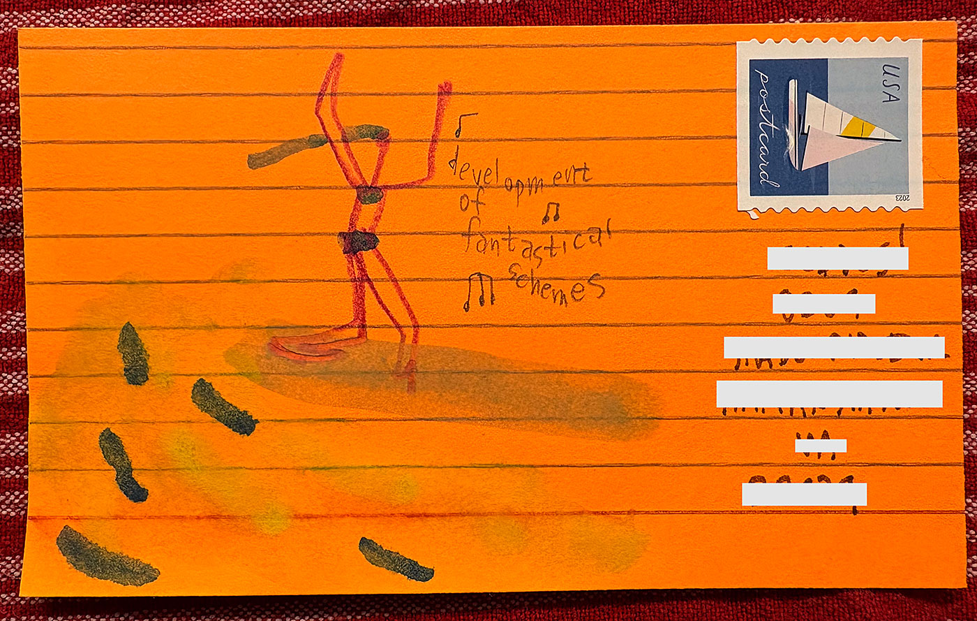 Postcard drawing sent to send cheer