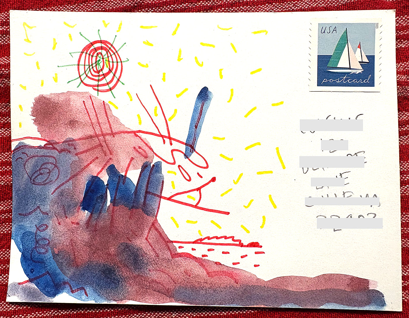 Postcard drawing sent to send cheer