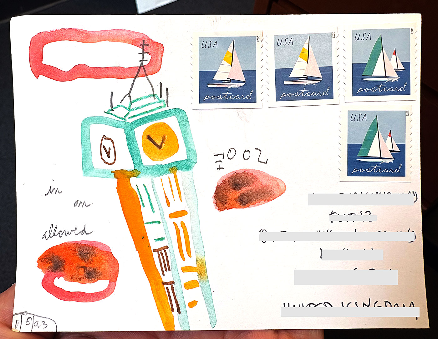 Postcard drawing sent to send cheer