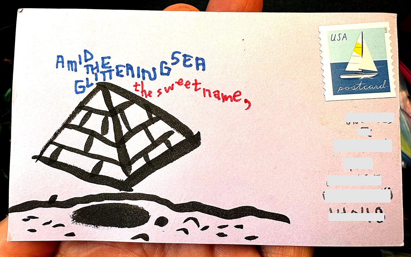 Postcard drawing sent to send cheer