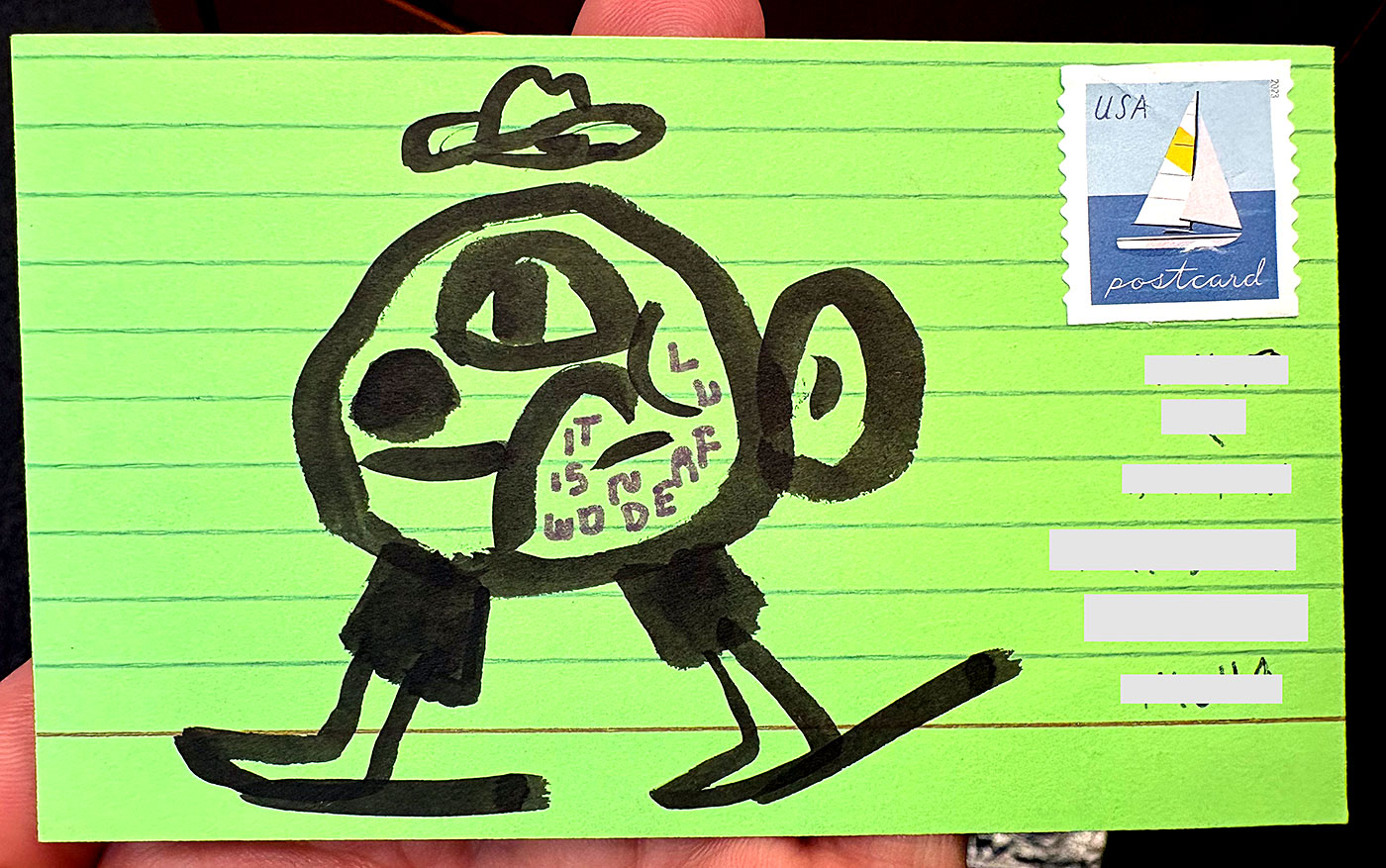 Postcard drawing sent to send cheer