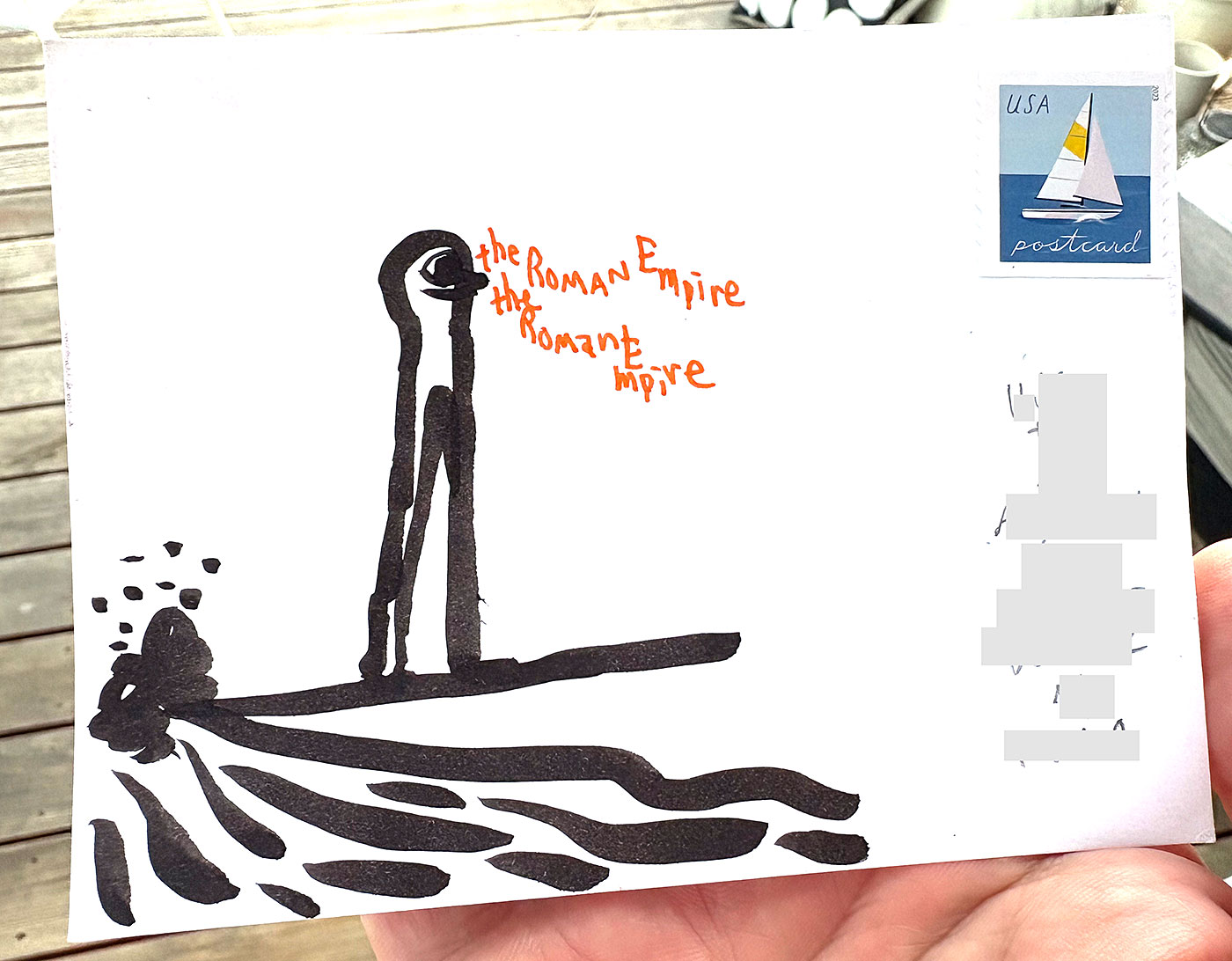 Postcard drawing sent to send cheer