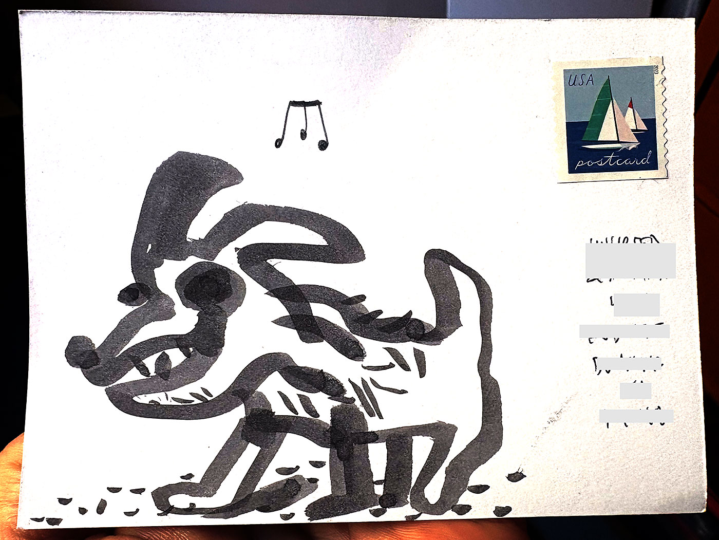 Postcard drawing sent to send cheer