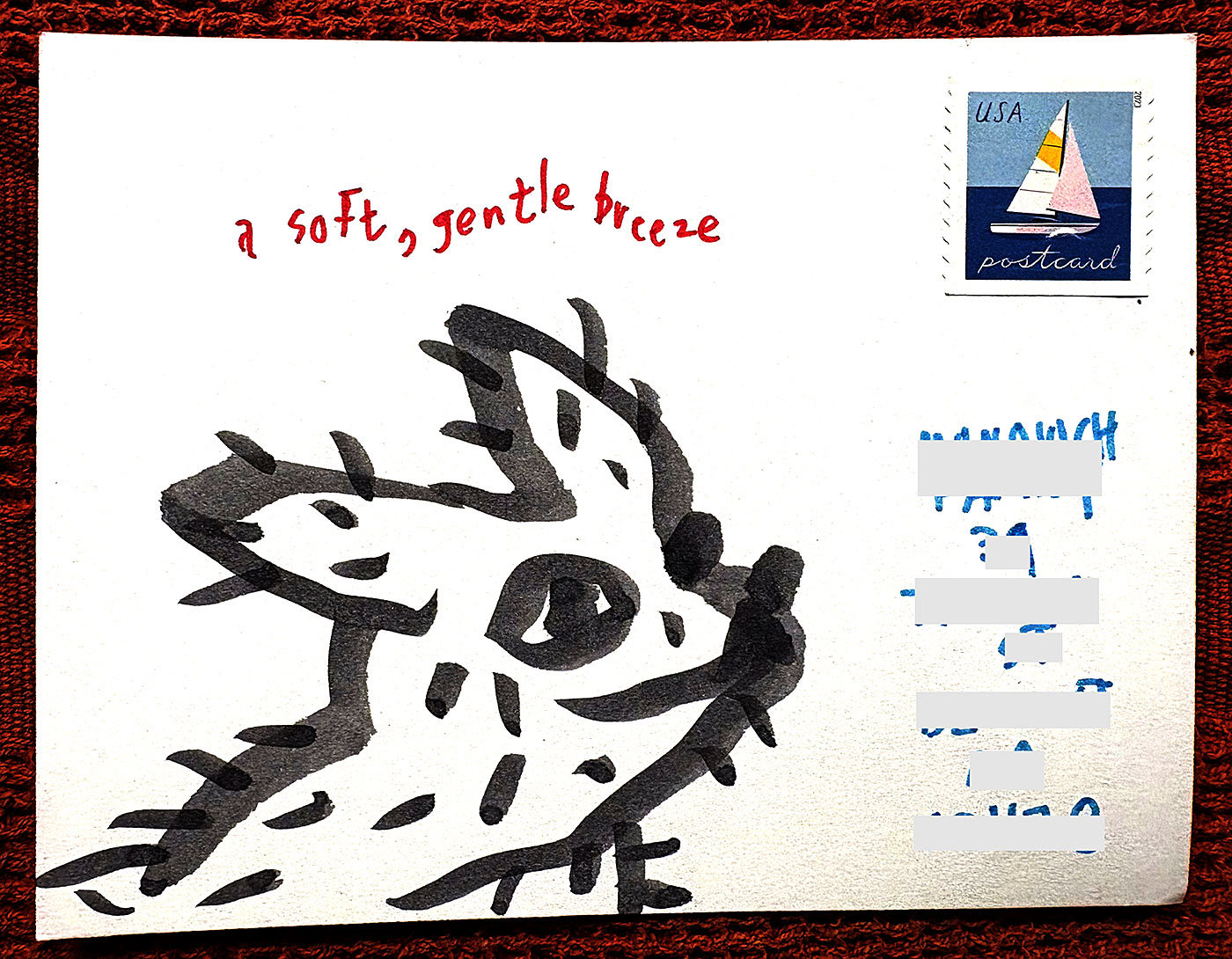 Postcard drawing sent to send cheer