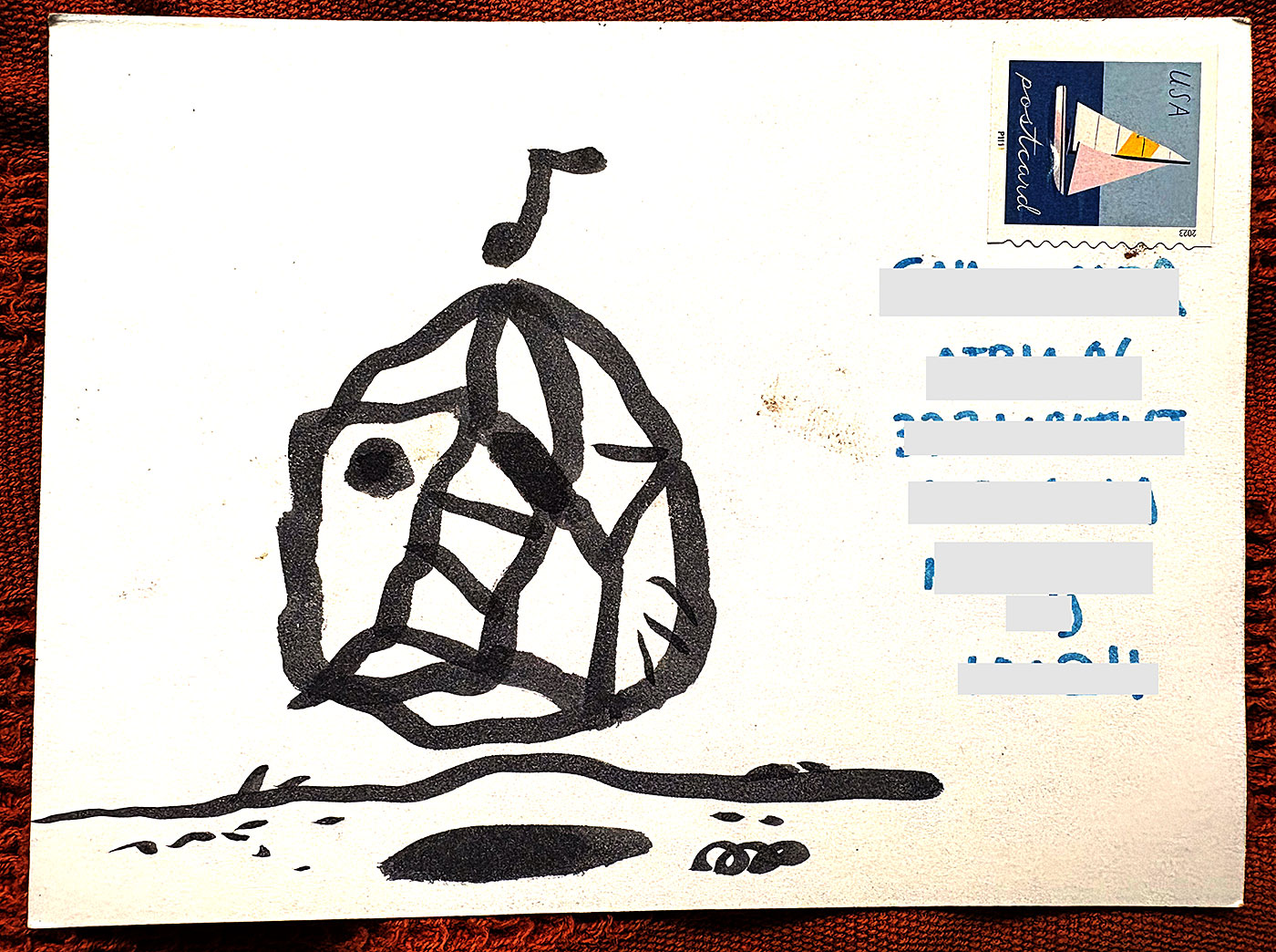 Postcard drawing sent to send cheer