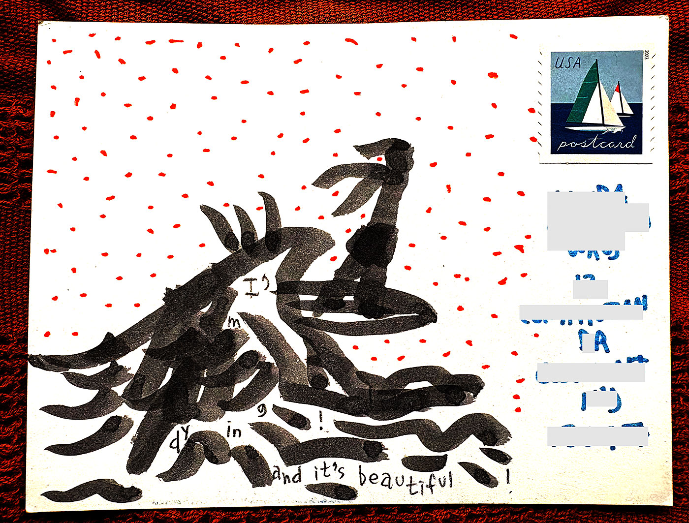 Postcard drawing sent to send cheer