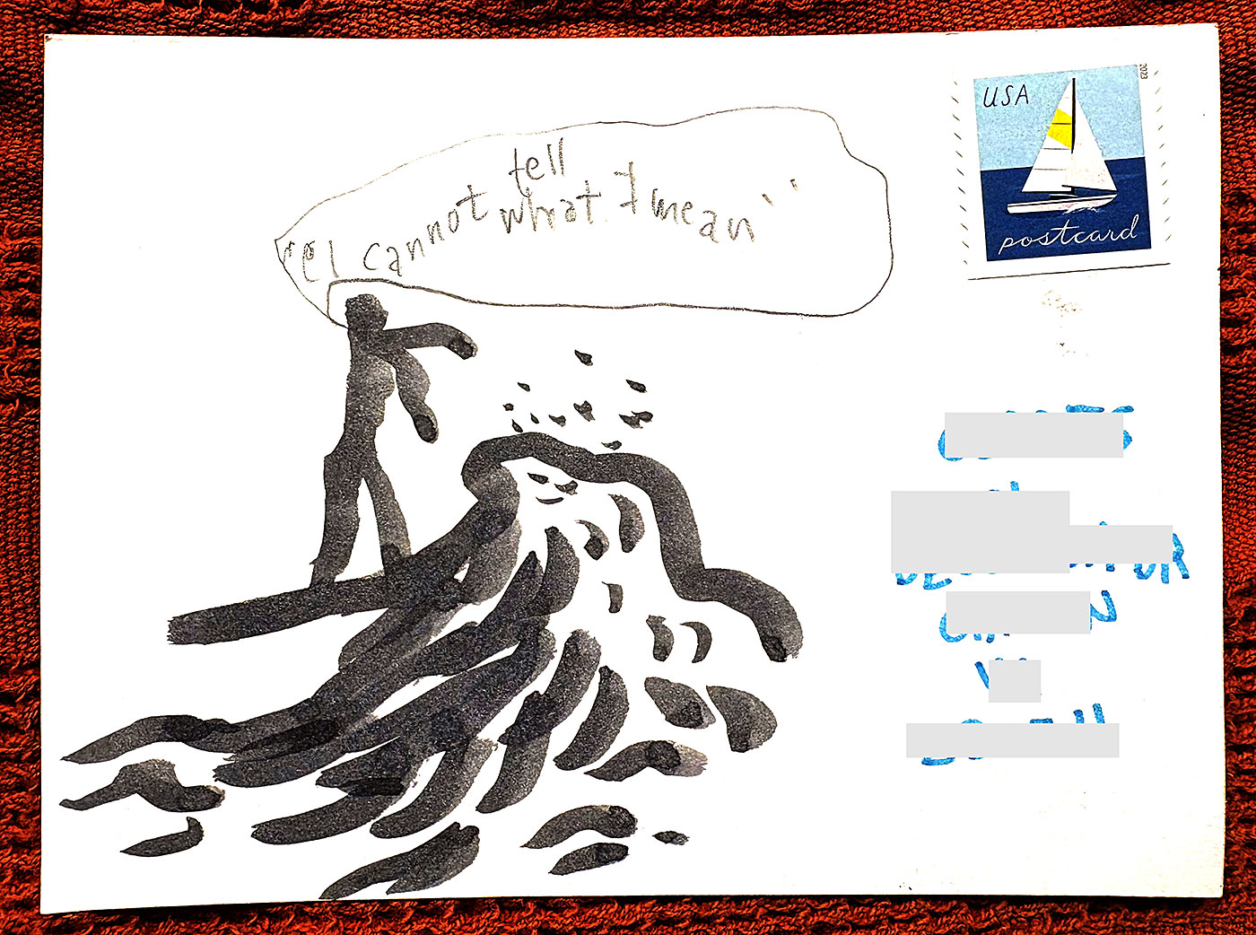 Postcard drawing sent to send cheer