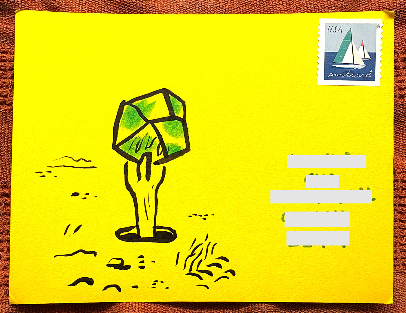 Postcard drawing sent to send cheer