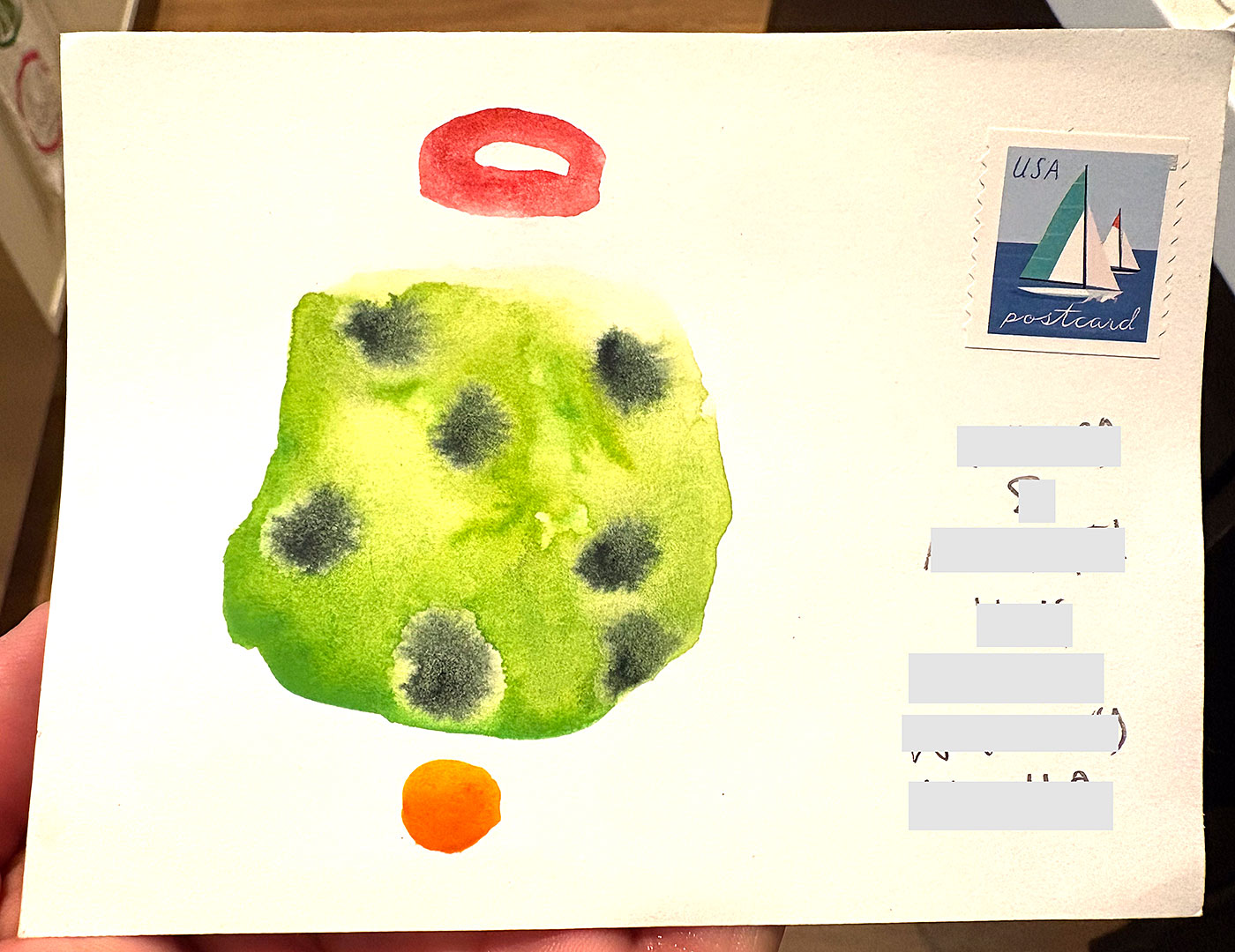 Postcard drawing sent to send cheer
