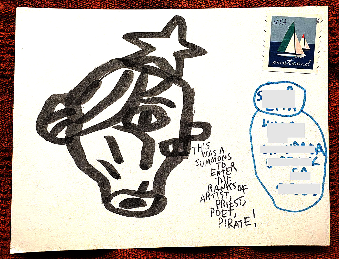 Postcard drawing sent to send cheer