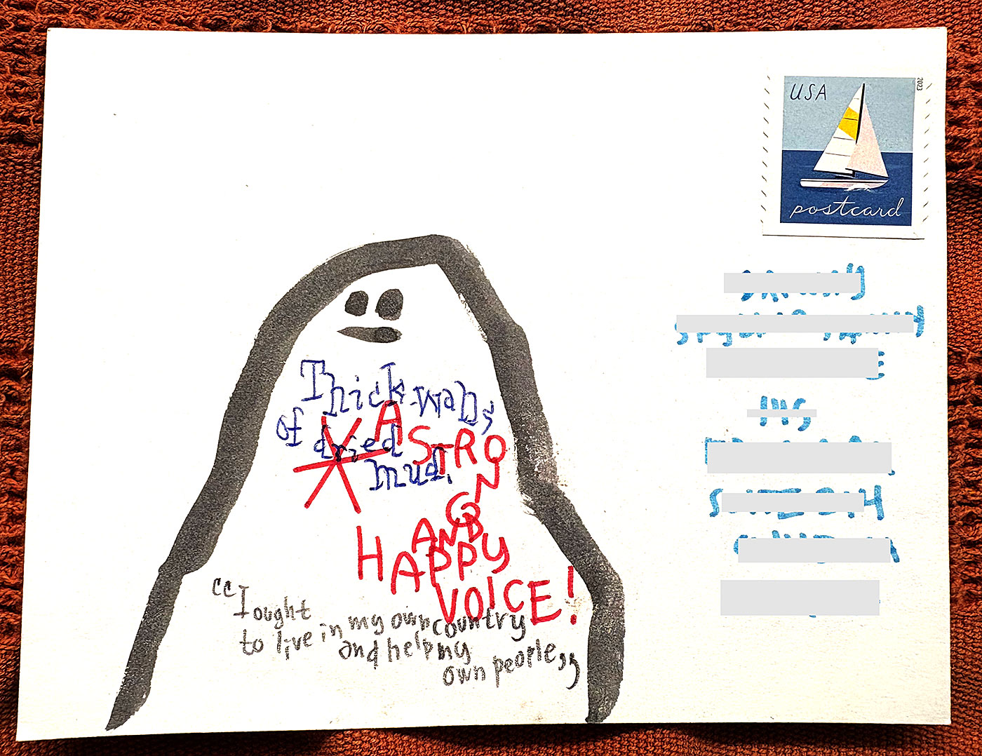 Postcard drawing sent to send cheer