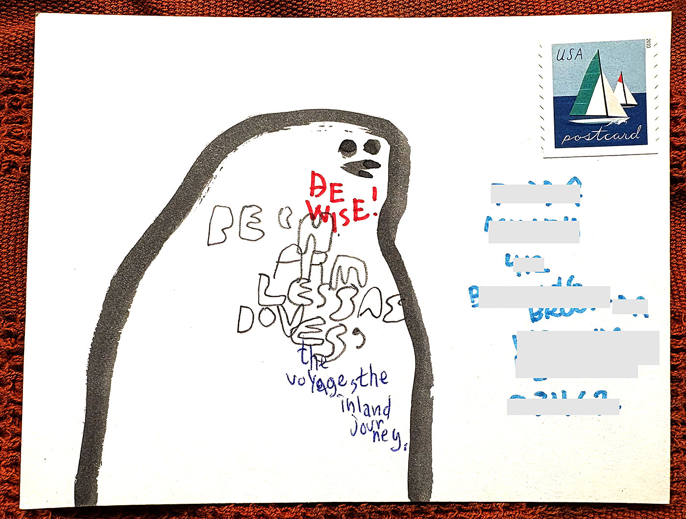 Postcard drawing sent to send cheer