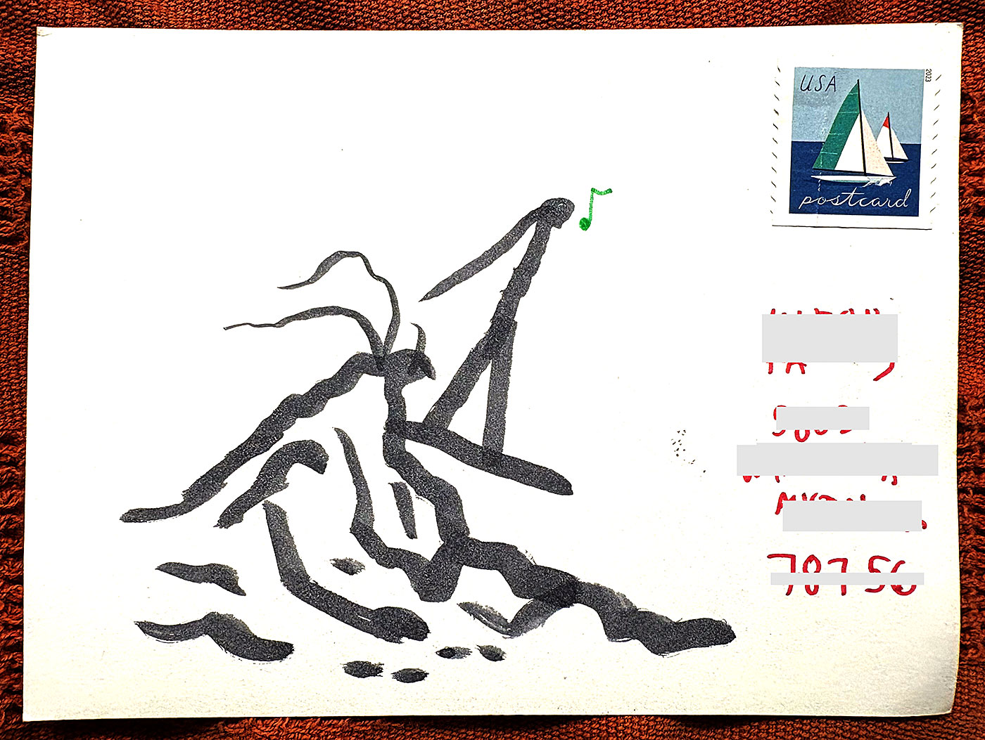 Postcard drawing sent to send cheer