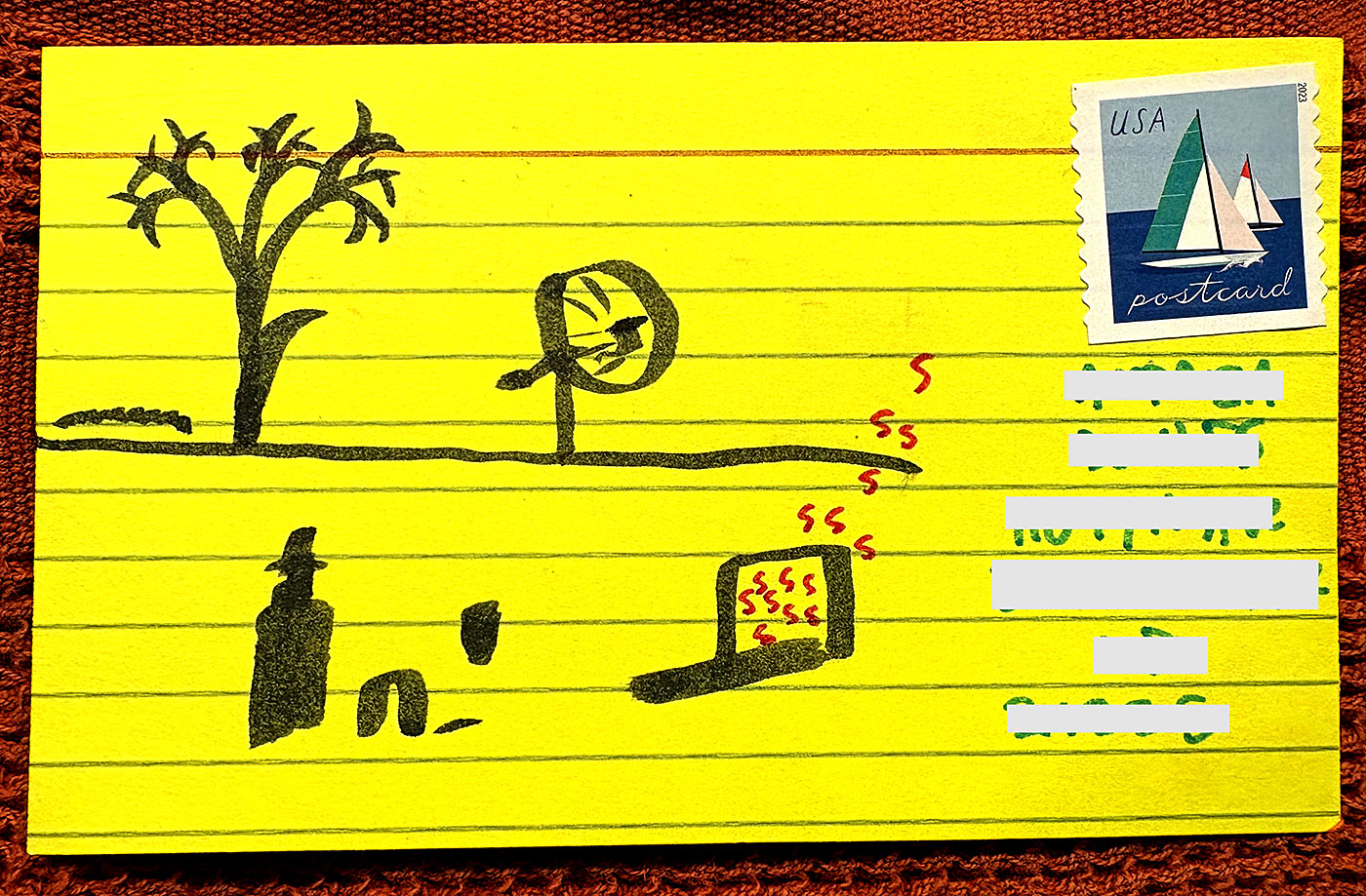 Postcard drawing sent to send cheer