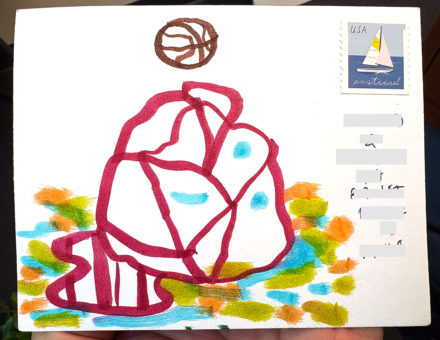 Postcard drawing sent to send cheer