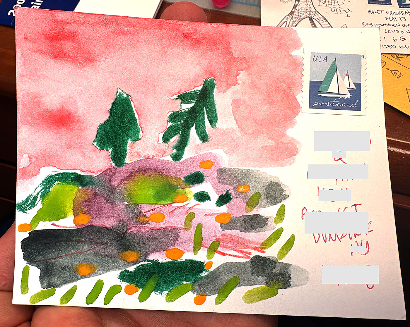 Postcard drawing sent to send cheer