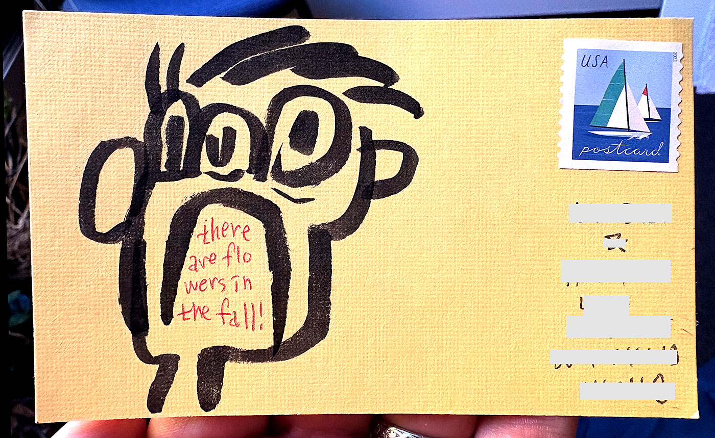 Postcard drawing sent to send cheer