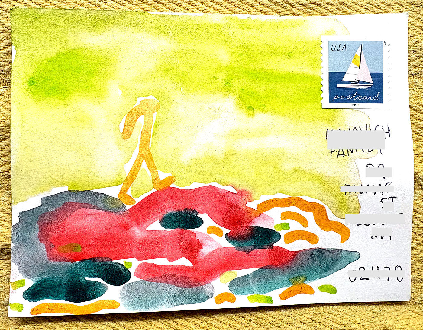 Postcard drawing sent to send cheer