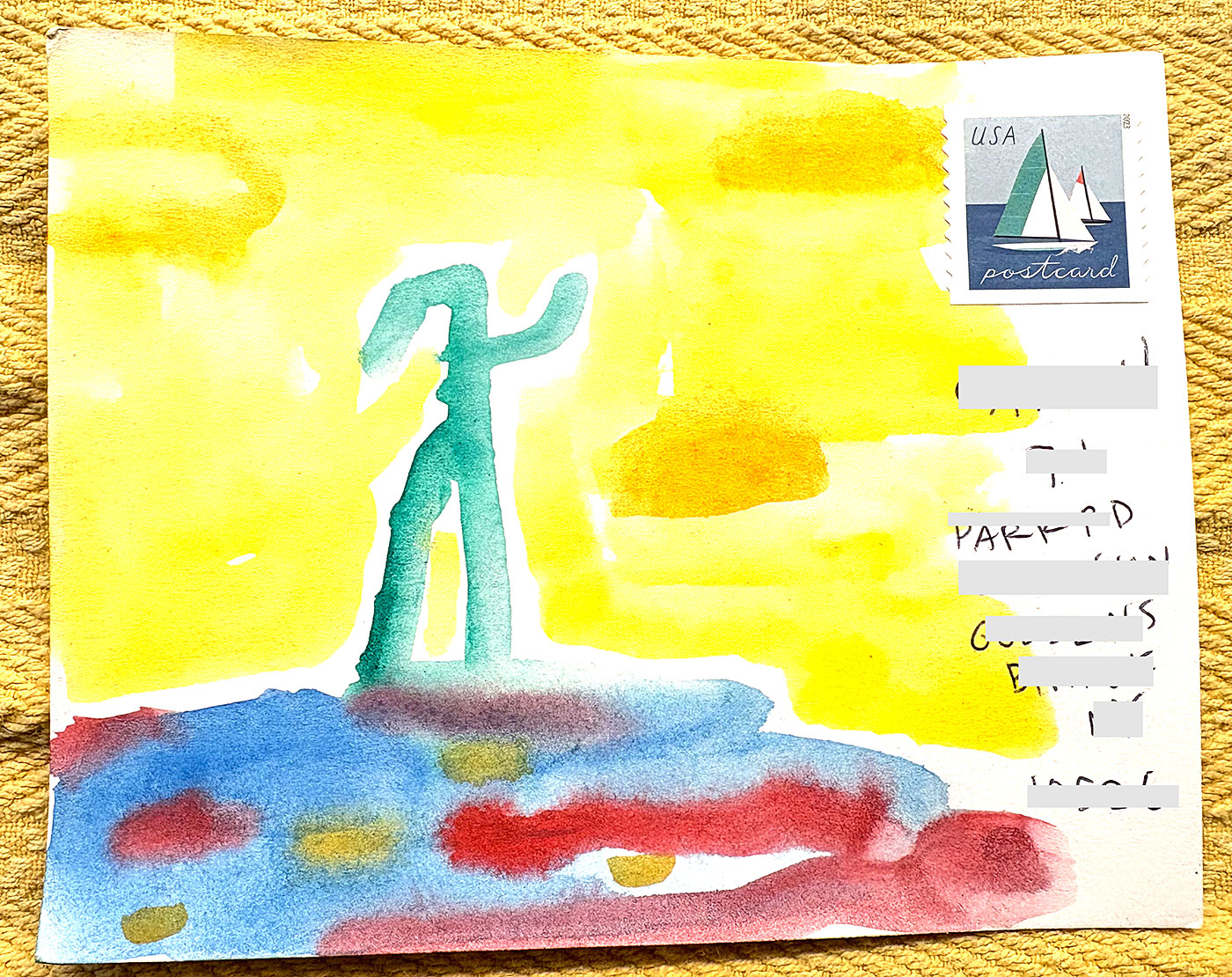 Postcard drawing sent to send cheer