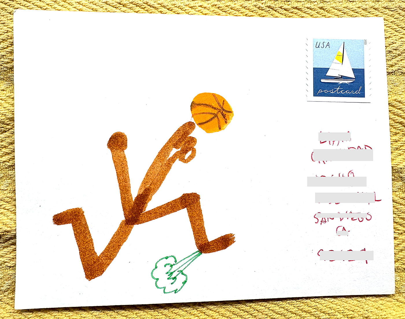 Postcard drawing sent to send cheer