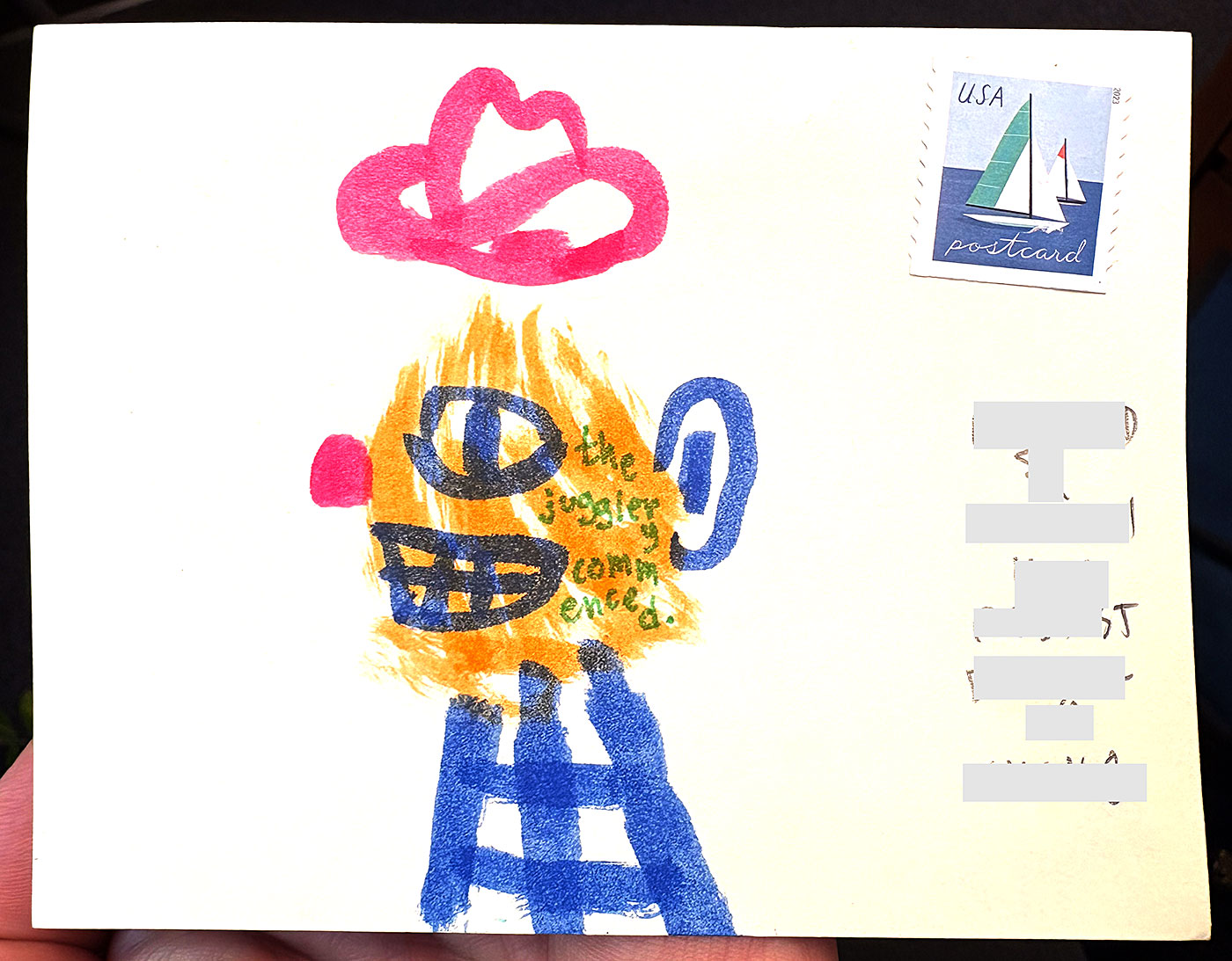 Postcard drawing sent to send cheer