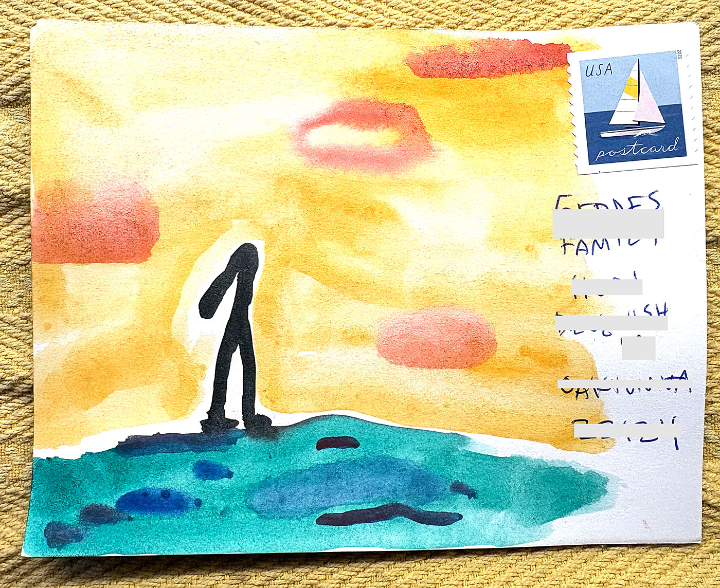 Postcard drawing sent to send cheer
