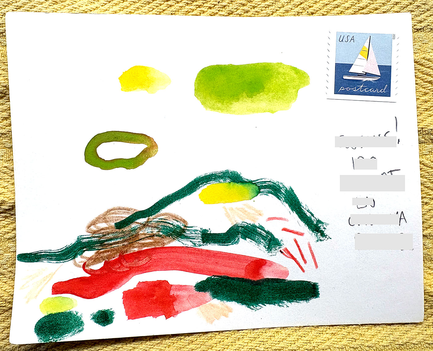 Postcard drawing sent to send cheer