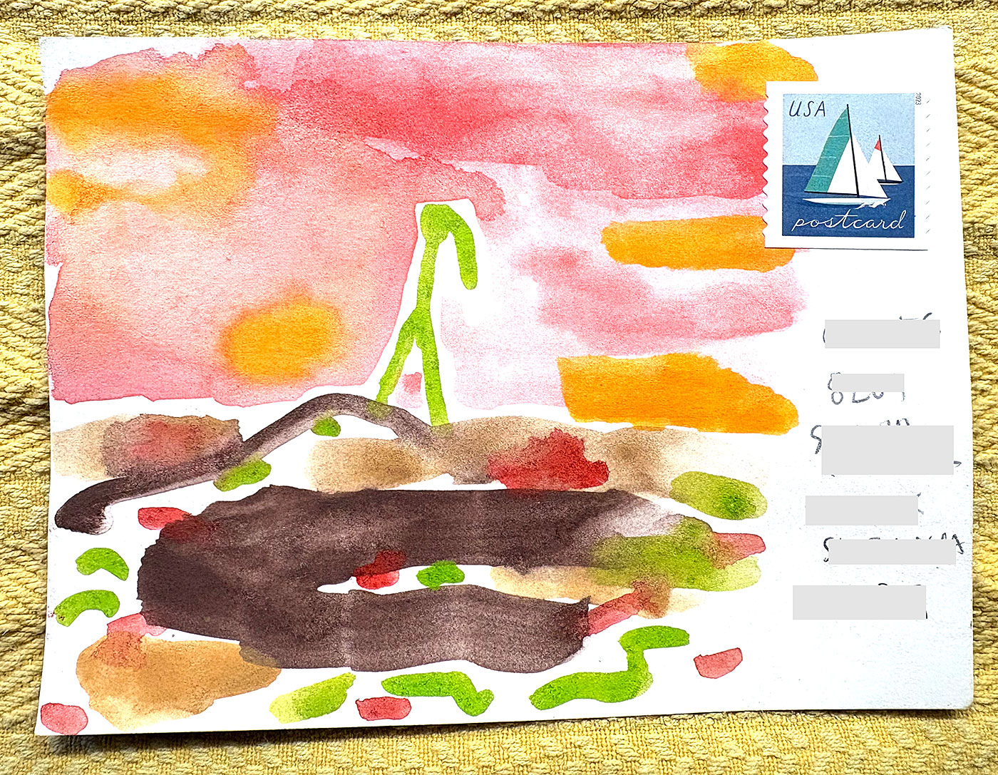 Postcard drawing sent to send cheer