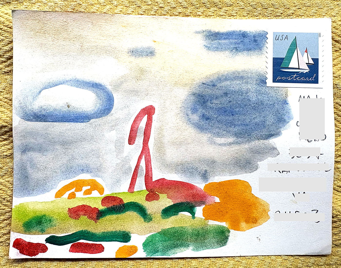 Postcard drawing sent to send cheer