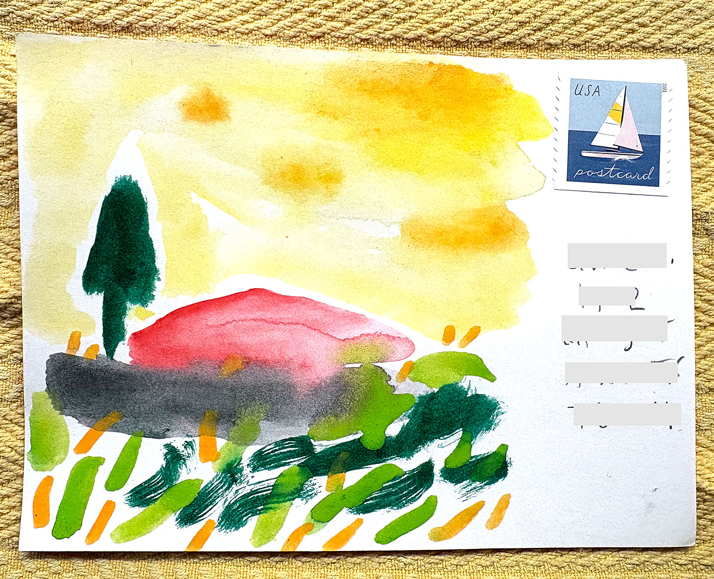 Postcard drawing sent to send cheer