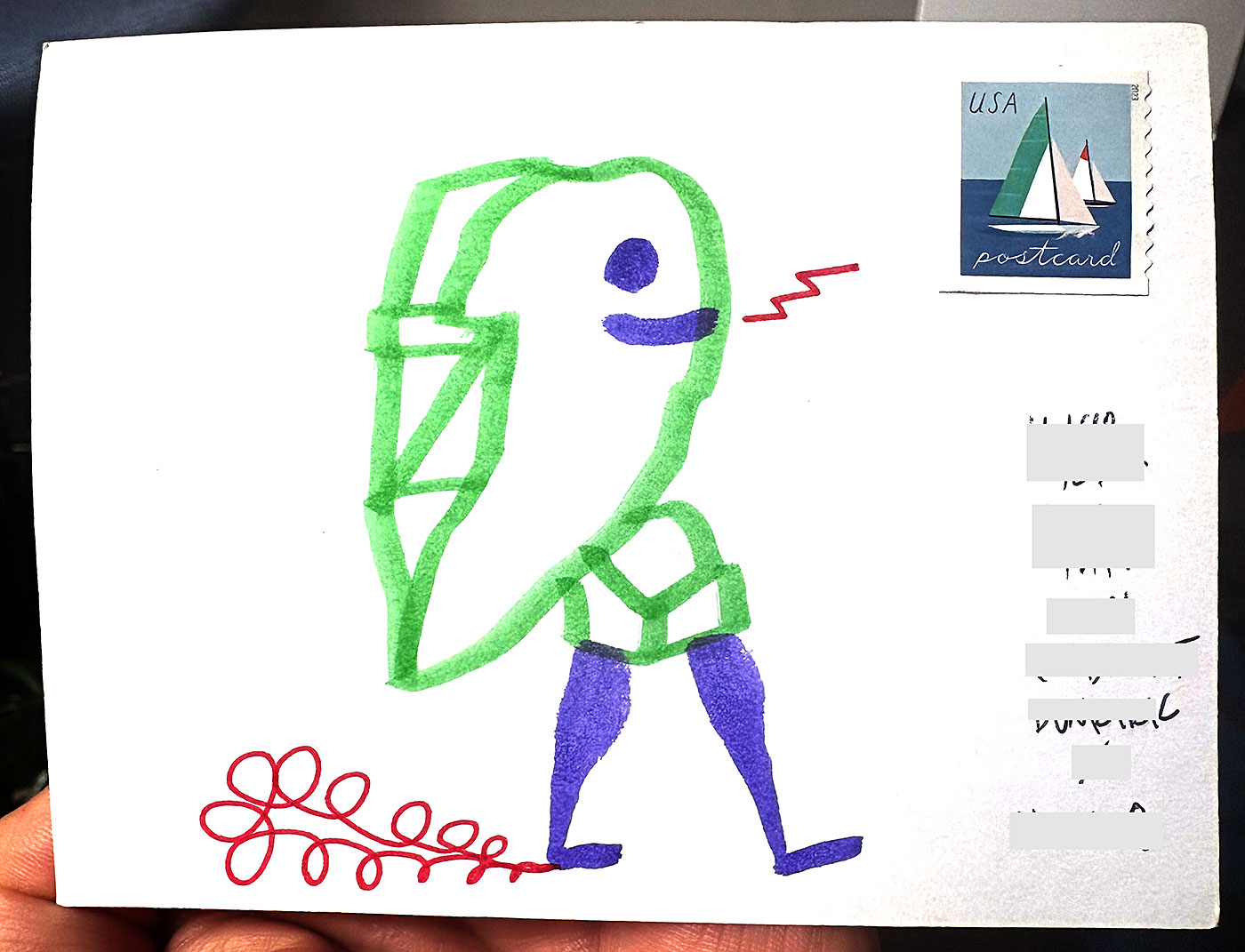 Postcard drawing sent to send cheer