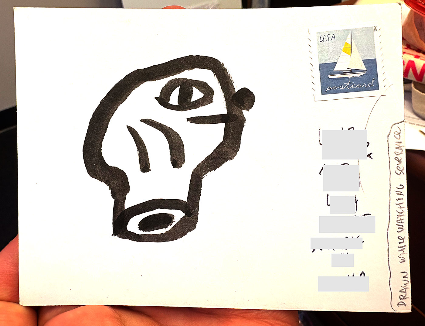 Postcard drawing sent to send cheer