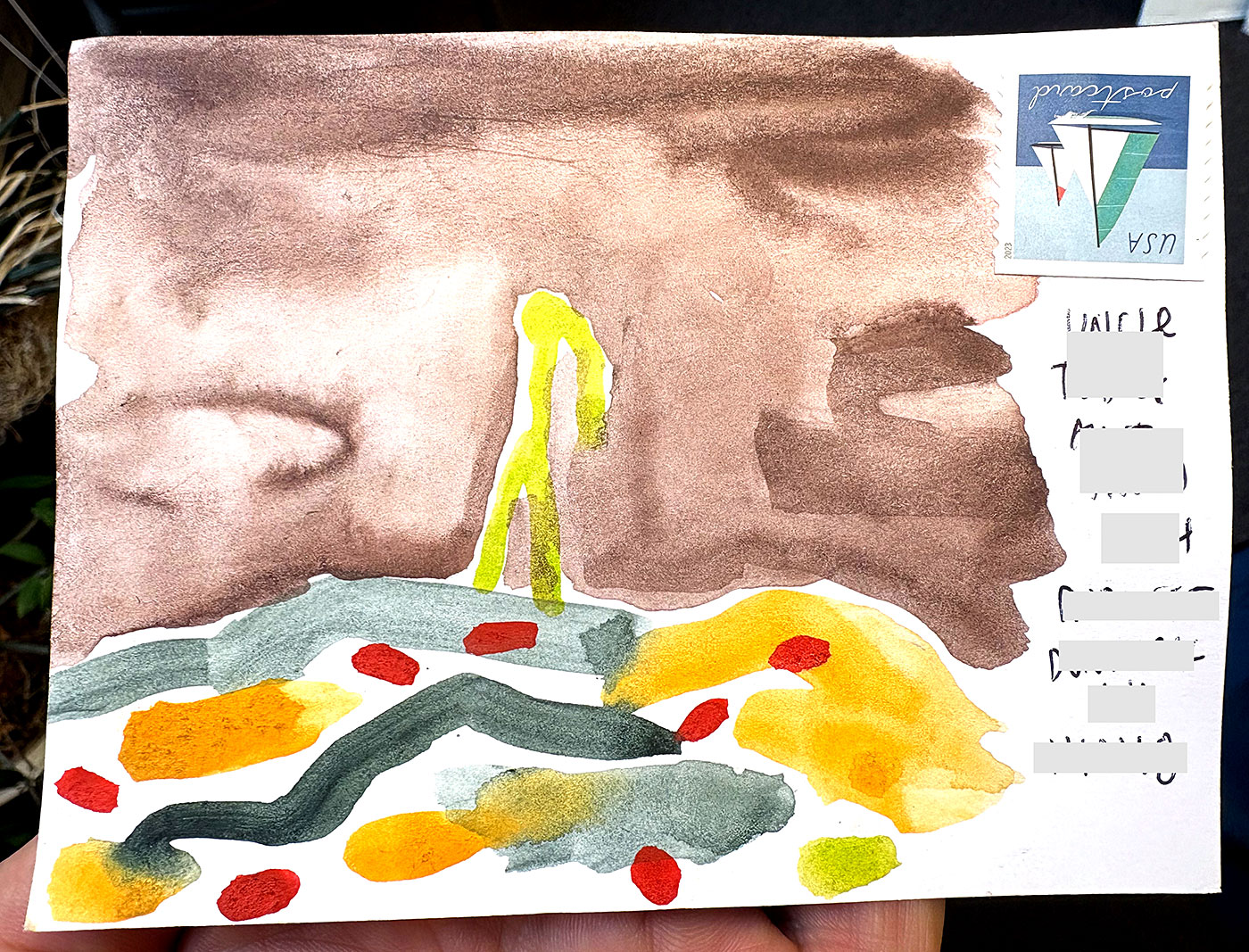 Postcard drawing sent to send cheer