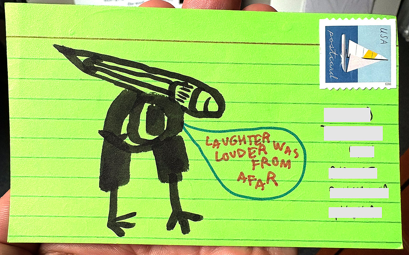 Postcard drawing sent to send cheer