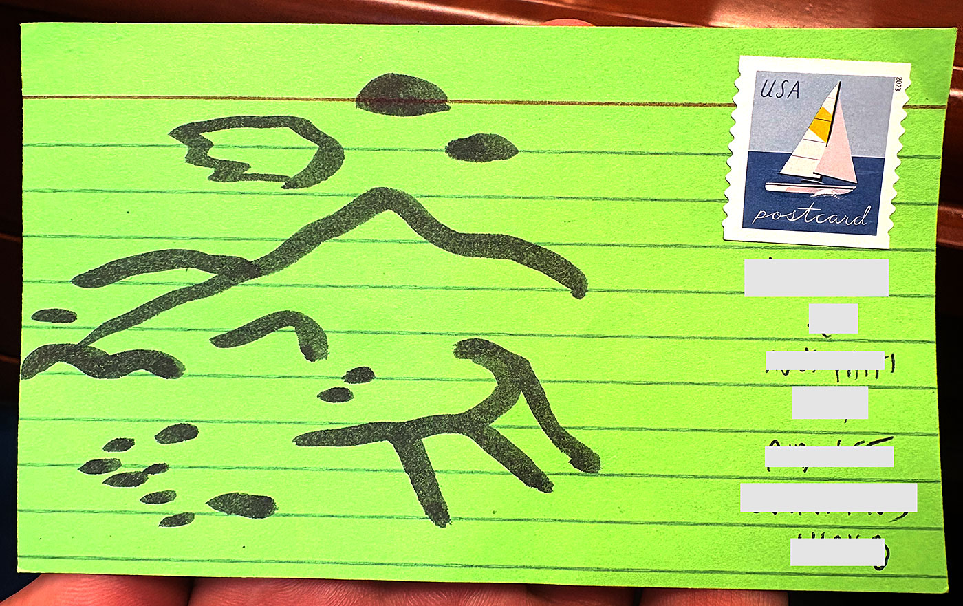 Postcard drawing sent to send cheer