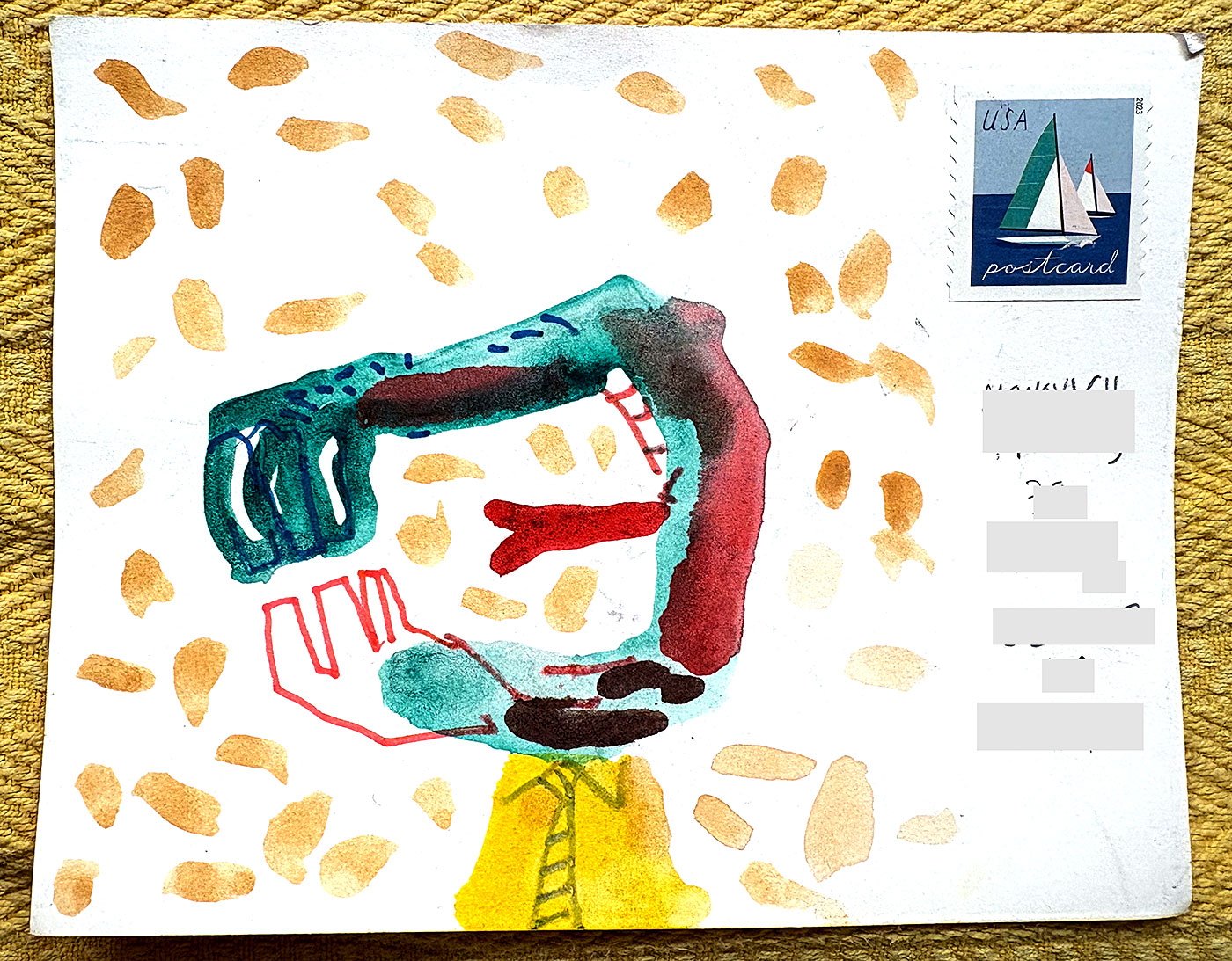 Postcard drawing sent to send cheer