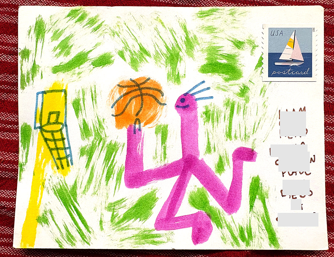 Postcard drawing sent to send cheer